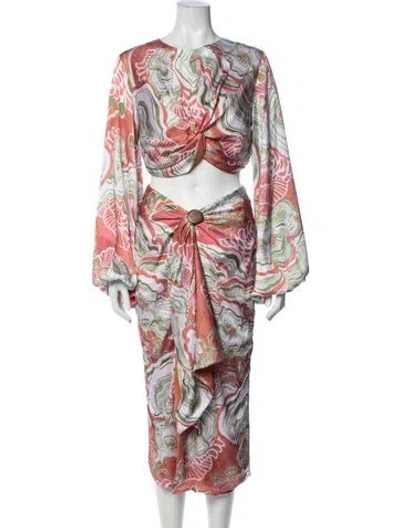 Pre-owned Andrea Iyamah Floral Print Skirt Set W/ Tags In Multicolor