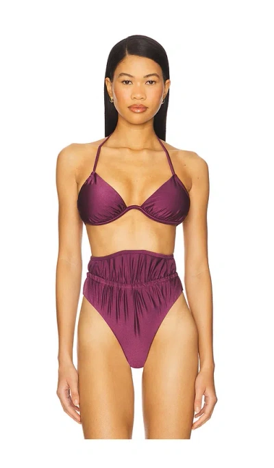 Andrea Iyamah Gadu Bikini Top In Eggplant