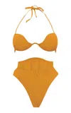Andrea Iyamah Gura Corset-paneled Bikini Bottom In Yellow