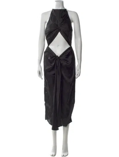 Pre-owned Andrea Iyamah Halterneck Long Dress In Black