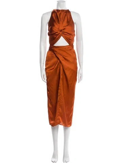 Pre-owned Andrea Iyamah Halterneck Long Dress In Orange
