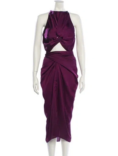 Pre-owned Andrea Iyamah Halterneck Long Dress In Purple