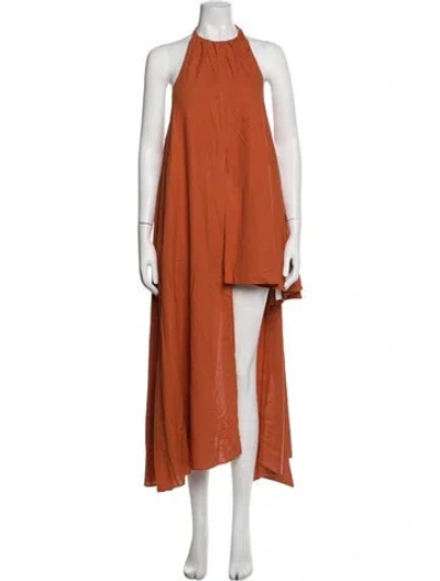 Pre-owned Andrea Iyamah Halterneck Long Dress W/ Tags In Orange