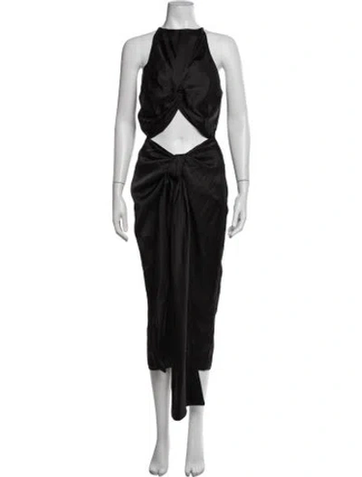 Pre-owned Andrea Iyamah Halterneck Midi Length Dress In Black