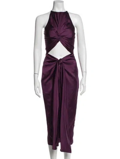 Pre-owned Andrea Iyamah Halterneck Midi Length Dress In Purple