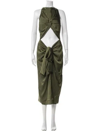 Pre-owned Andrea Iyamah Halterneck Midi Length Dress W/ Tags In Green
