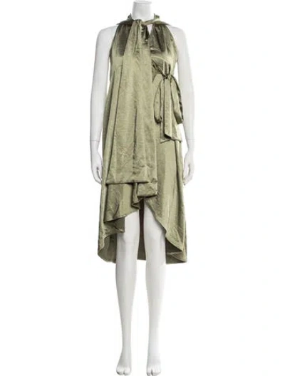 Pre-owned Andrea Iyamah Halterneck Midi Length Dress W/ Tags In Green