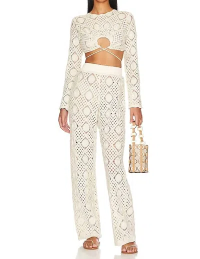 Andrea Iyamah Hira Crochet Pants In Chalk In White