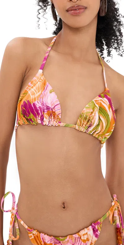 Andrea Iyamah Inti Bikini Top Vibra Print/gold Bright In Multi