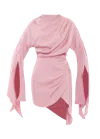 Andrea Iyamah Ruched Flared Sleeve Mini Dress In Pink