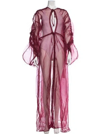 Pre-owned Andrea Iyamah Keyhole Accent Robe W/ Tags In Burgundy