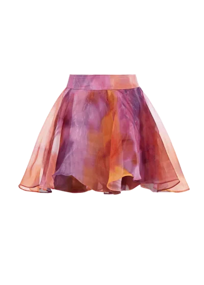 Andrea Iyamah Flared Organza Shorts In Print