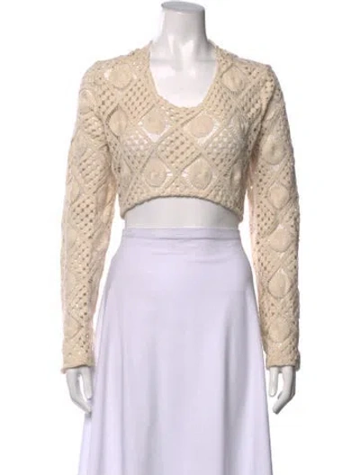 Pre-owned Andrea Iyamah Lace Pattern Scoop Neck Sweater In Neutrals
