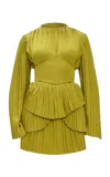 Andrea Iyamah Women's Lenti Pleated Satin Tiered Corset Mini Dress In Lime Green
