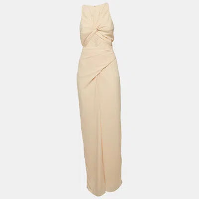Andrea Iyamah Light Orange/peach Chiffon Cut-out Tie-up Detail Jumpsuit In Neutral