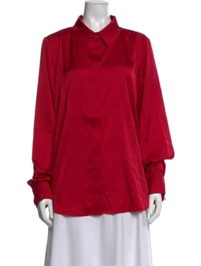 Pre-owned Andrea Iyamah Long Sleeve Blouse In Red