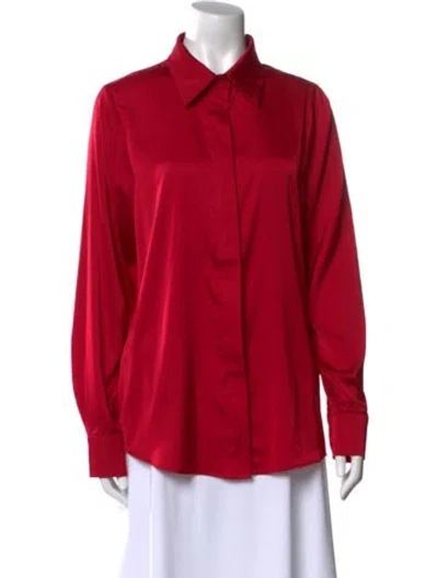 Pre-owned Andrea Iyamah Long Sleeve Button-up Top In Red