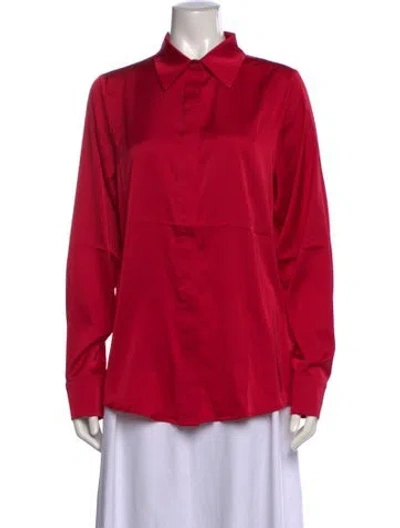 Pre-owned Andrea Iyamah Long Sleeve Button-up Top W/ Tags In Red