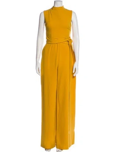 Pre-owned Andrea Iyamah Mock Neck Jumpsuit In Yellow