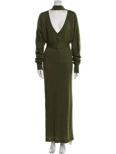 Pre-owned Andrea Iyamah Mock Neck Long Dress In Green