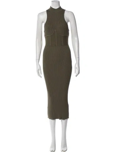 Pre-owned Andrea Iyamah Mock Neck Long Dress In Green