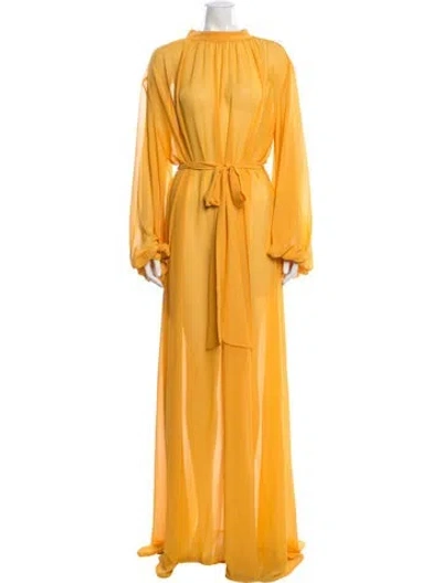 Pre-owned Andrea Iyamah Mock Neck Long Dress W/ Tags In Yellow