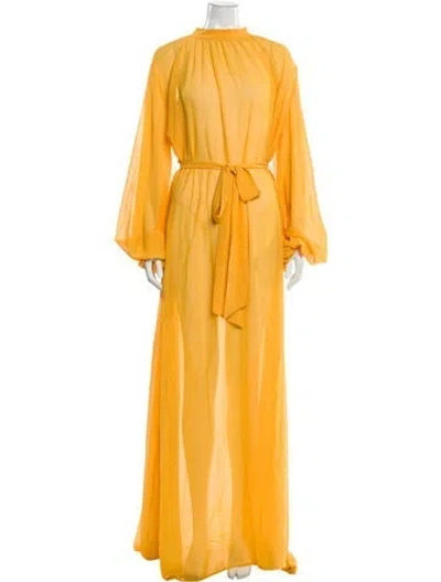 Pre-owned Andrea Iyamah Mock Neck Long Dress In Yellow