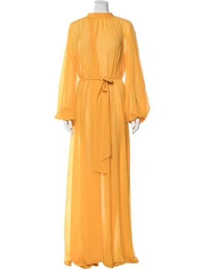 Pre-owned Andrea Iyamah Mock Neck Long Dress In Yellow