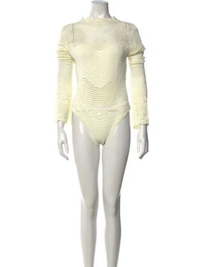 Pre-owned Andrea Iyamah Mock Neck Long Sleeve Bodysuit In Neutrals