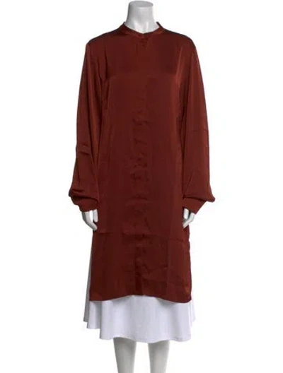 Pre-owned Andrea Iyamah Mock Neck Long Sleeve Tunic W/ Tags In Brown