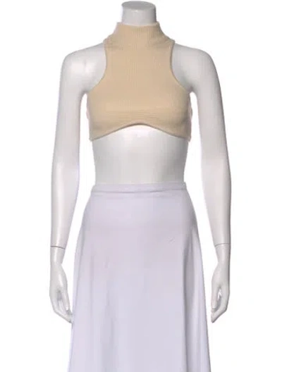 Pre-owned Andrea Iyamah Mock Neck Sleeveless Crop Top W/ Tags In White