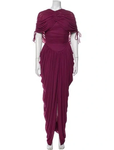 Pre-owned Andrea Iyamah Nylon Pleated Accents Set In Purple