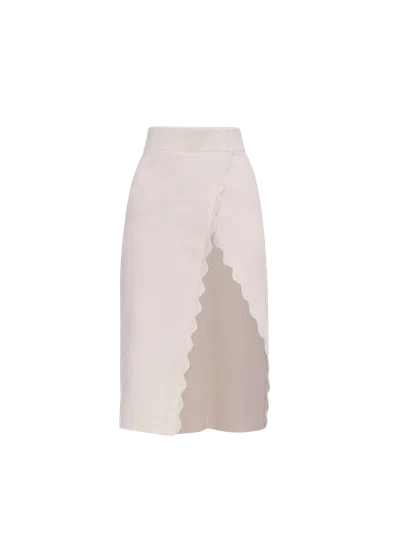 Andrea Iyamah Oda Midi Skirt In Bone