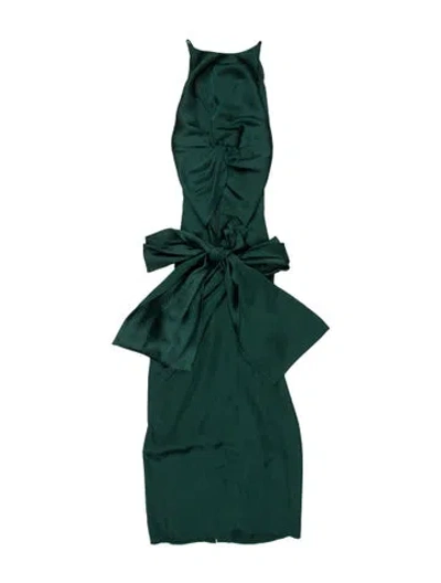 Pre-owned Andrea Iyamah Off-the-shoulder Knee-length Dress In Green