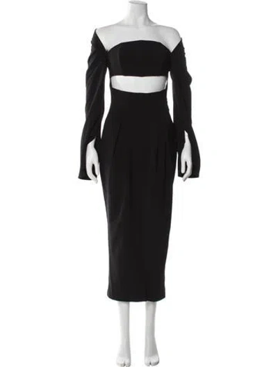 Pre-owned Andrea Iyamah Off-the-shoulder Midi Length Dress W/ Tags In Black