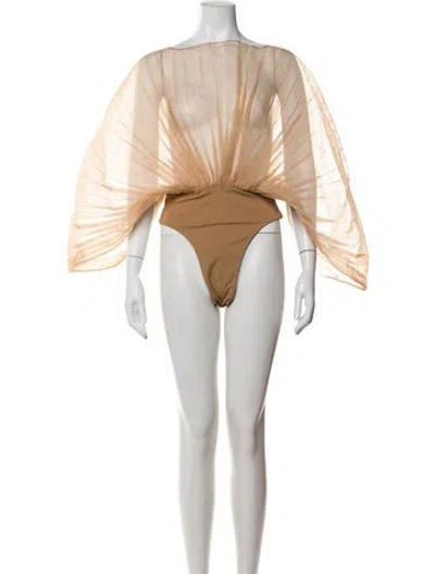 Pre-owned Andrea Iyamah Off-the-shoulder Sleeveless Bodysuit In Neutrals
