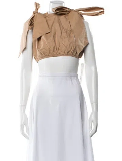 Pre-owned Andrea Iyamah Off-the-shoulder Sleeveless Crop Top In Neutral