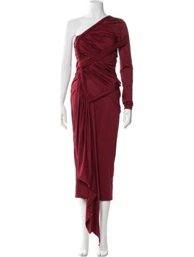 Pre-owned Andrea Iyamah One-shoulder Long Dress In Red