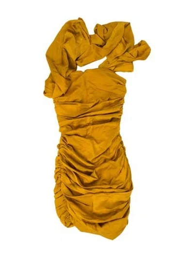 Pre-owned Andrea Iyamah One-shoulder Mini Dress W/ Tags In Yellow