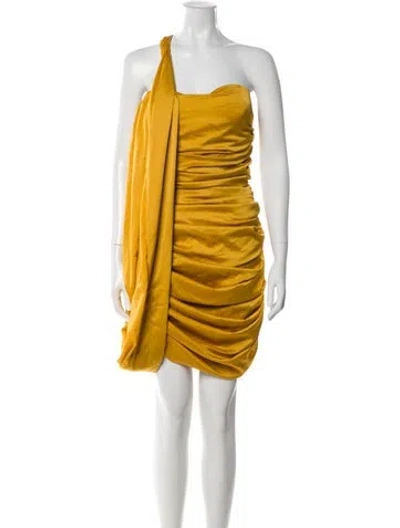 Pre-owned Andrea Iyamah One-shoulder Mini Dress In Yellow