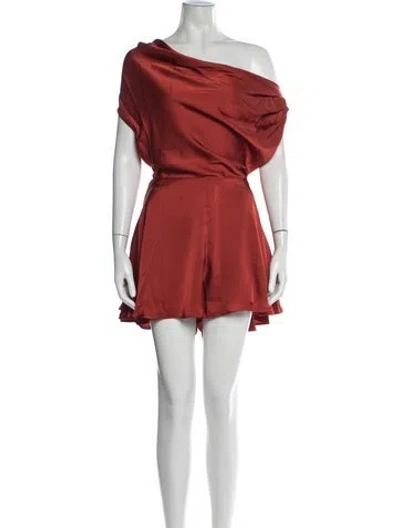 Pre-owned Andrea Iyamah One-shoulder Romper In Orange/red