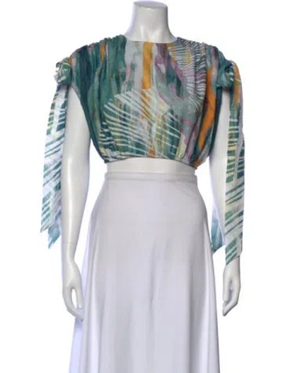 Pre-owned Andrea Iyamah Patterned Crew Neck Crop Top W/ Tags In Multi