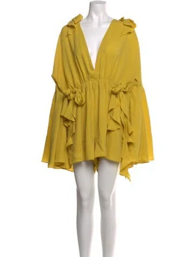 Pre-owned Andrea Iyamah Plunge Neckline Jumpsuit W/ Tags In Yellow