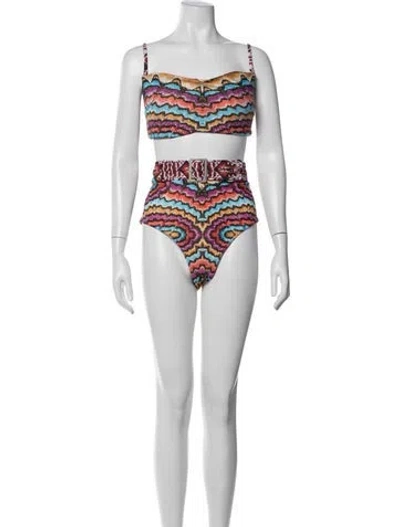 Pre-owned Andrea Iyamah Printed Bikini W/ Tags In Neutrals