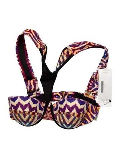 Pre-owned Andrea Iyamah Printed Embroidered Accent Top W/ Tags In Multi