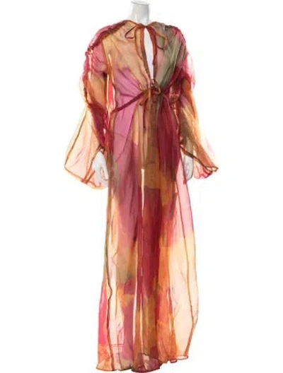 Pre-owned Andrea Iyamah Printed Long Dress In Pink