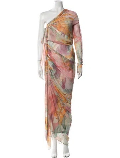 Pre-owned Andrea Iyamah Printed Long Dress W/ Tags In Neutral