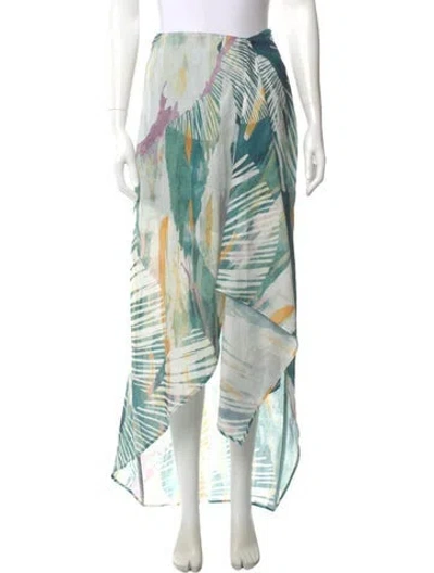 Pre-owned Andrea Iyamah Printed Long Skirt In Green