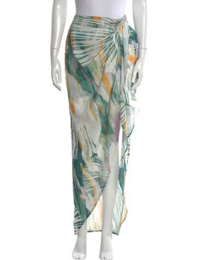 Pre-owned Andrea Iyamah Printed Long Skirt In Green