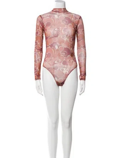 Pre-owned Andrea Iyamah Printed Mesh Accents One-piece W/ Tags In Brown